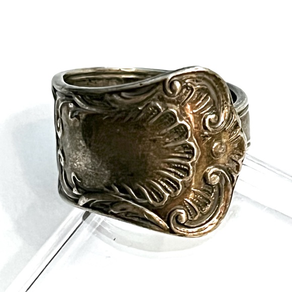 ⌛️Vintage Sterling Silver flatware wrap Ring with lovely patina*EVC - Picture 1 of 5